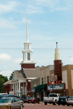 First Baptist Church and Select Cinema at N Johnson St, Mineola, Tx