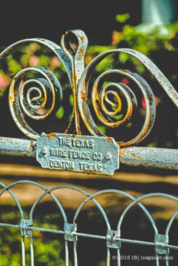 The ironwork on the gate